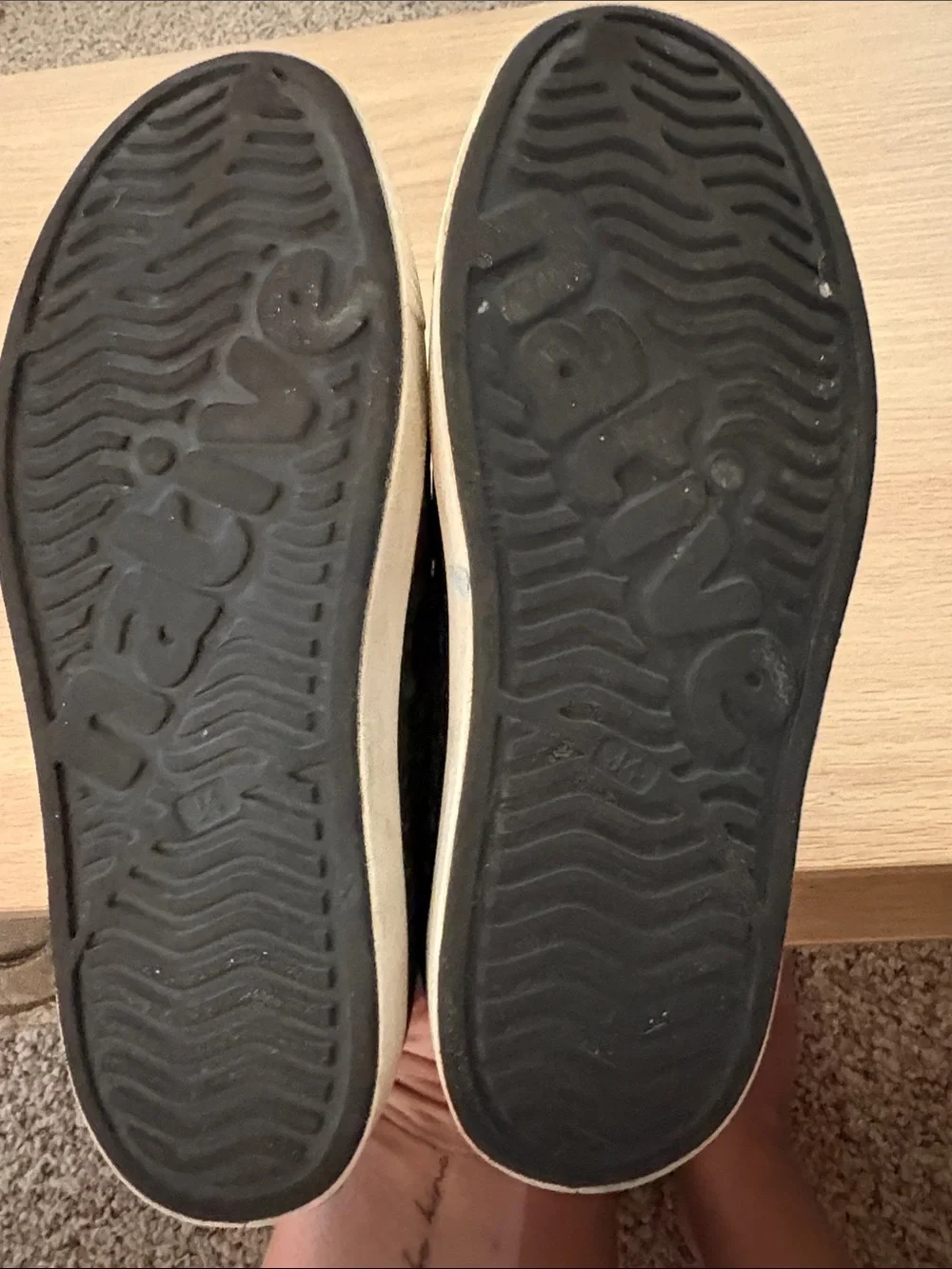 Native Shoes Kids Black Slip-On Sneakers with White Toe Caps